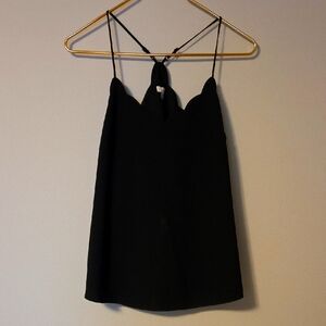 Elegant Black Scalloped Women's Top